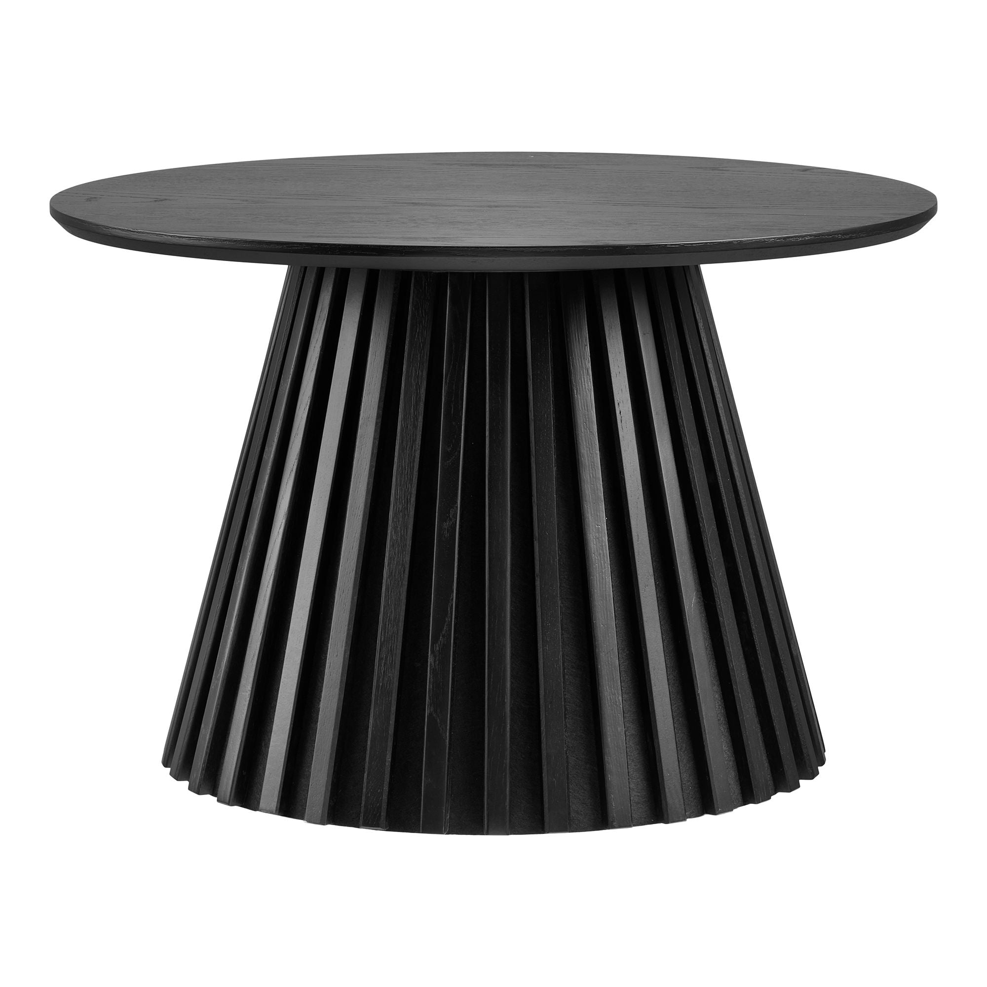 House Nordic Osaka salontafel rond Ø70 cm in mat zwart eikenfineer met sculpturale groeven voor Scandinavische sfeer